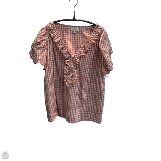 Top Short Sleeve By Max Studio In Plaid Pattern, Size: M