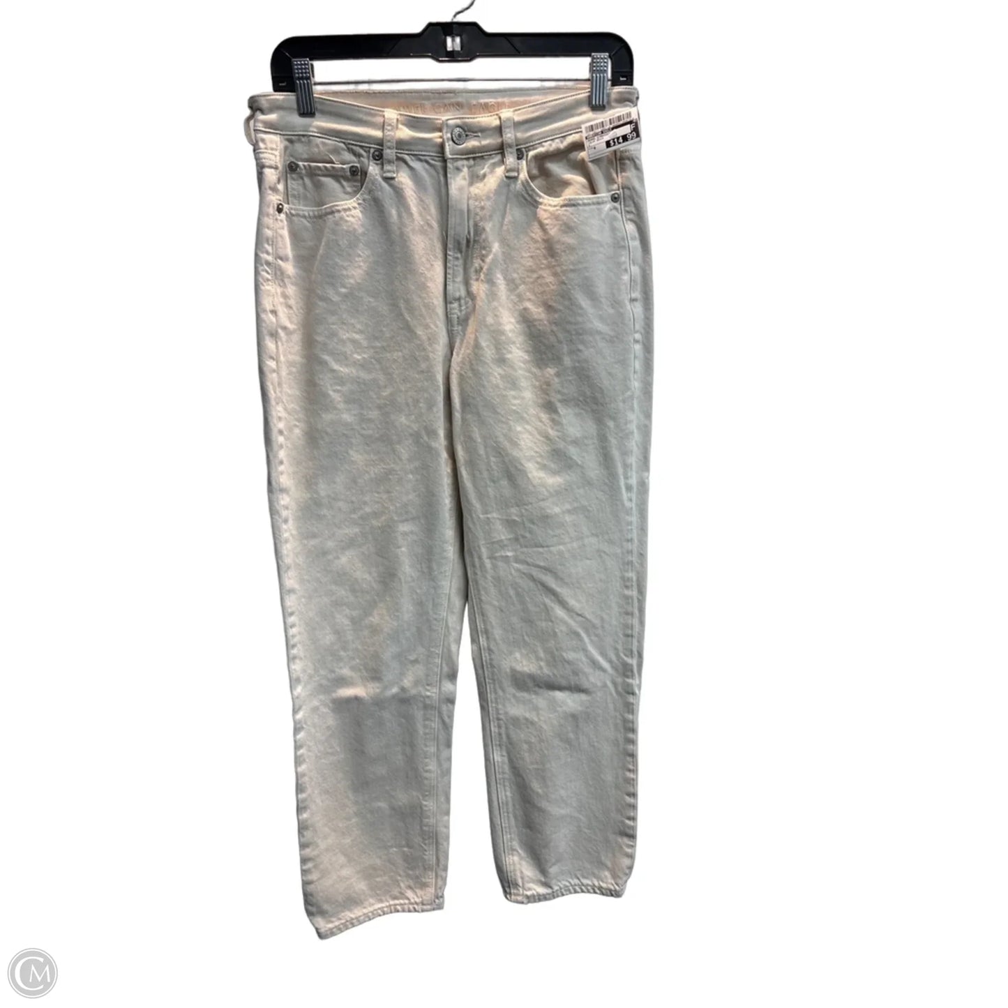 Jeans Straight By American Eagle In Cream Denim, Size: 6