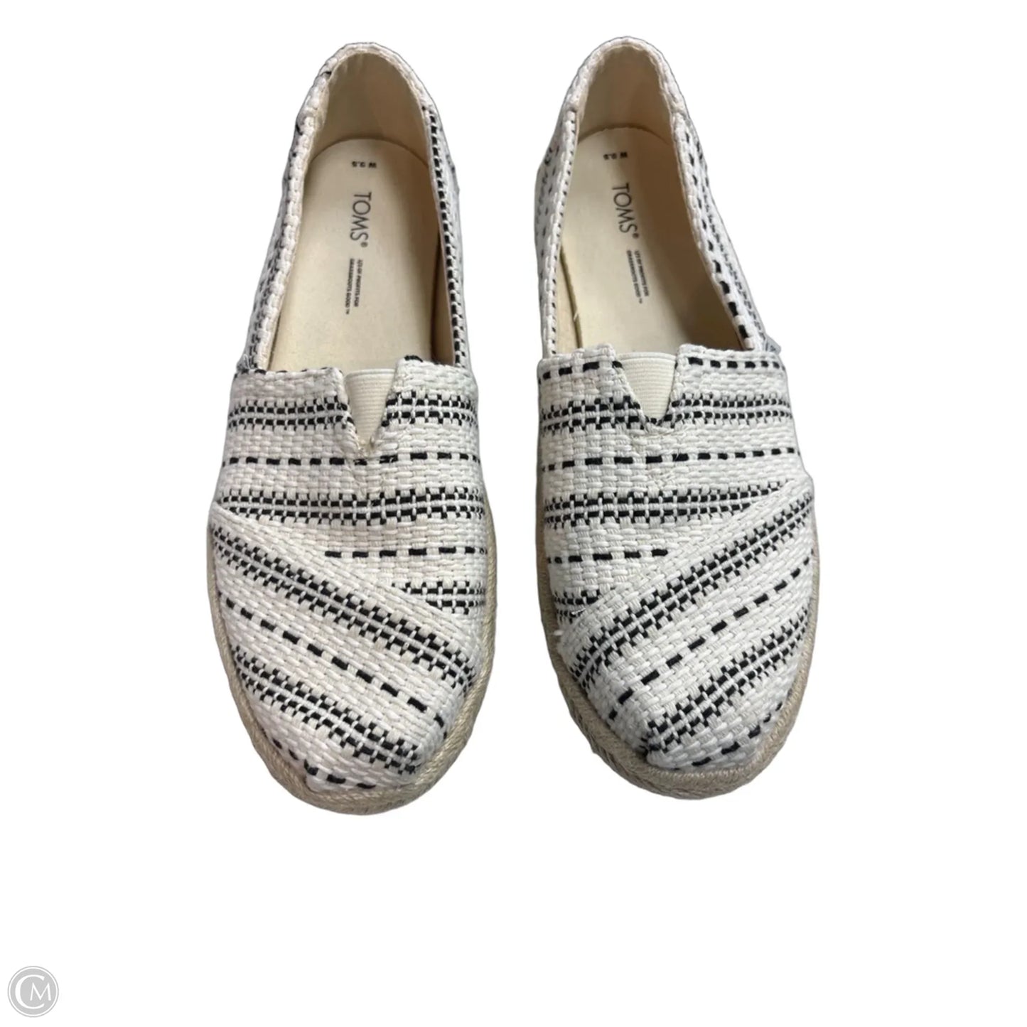 Shoes Flats By Toms In Black & White, Size: 9.5