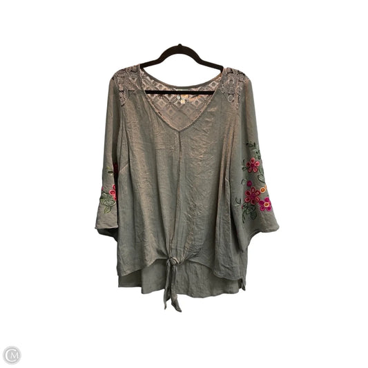 Top 3/4 Sleeve By Figuero & Flower In Taupe, Size: 2x