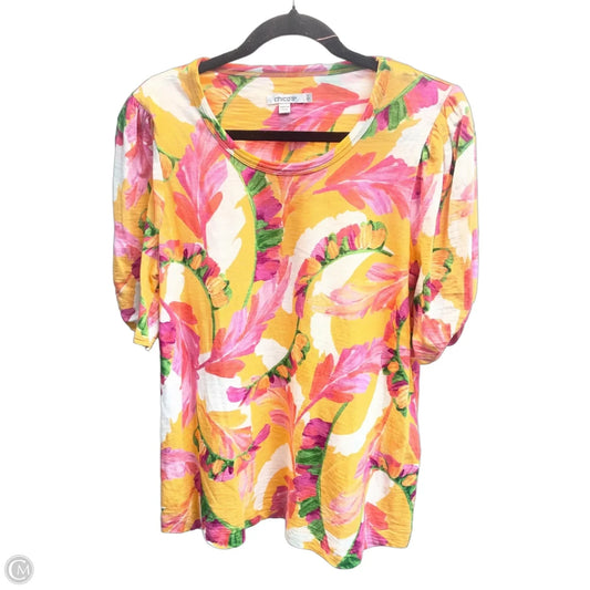 Top Short Sleeve Basic By Chicos In Multi-colored, Size: M