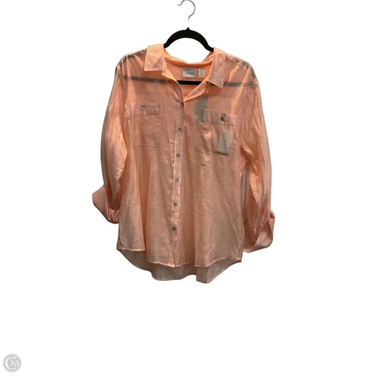 Blouse 3/4 Sleeve By Chicos In Orange, Size: Xl