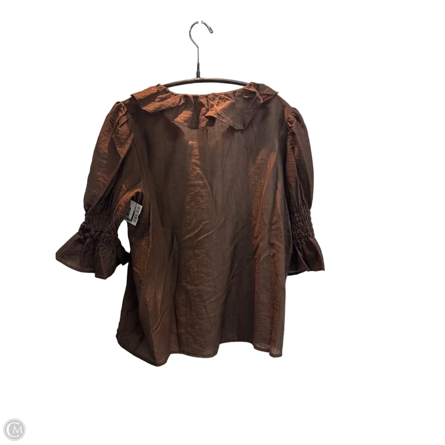 Top Short Sleeve By Laura Ashley In Brown, Size: S