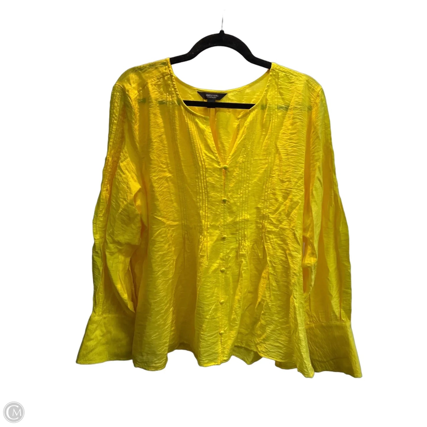 Blouse Long Sleeve By Simply Vera In Yellow, Size: Xxl