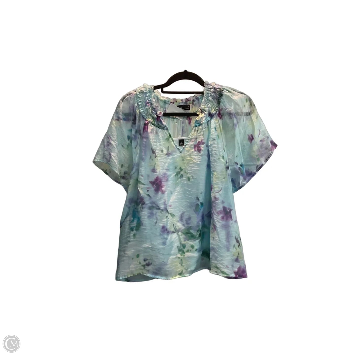 Blouse Short Sleeve By Simply Vera In Blue, Size: L