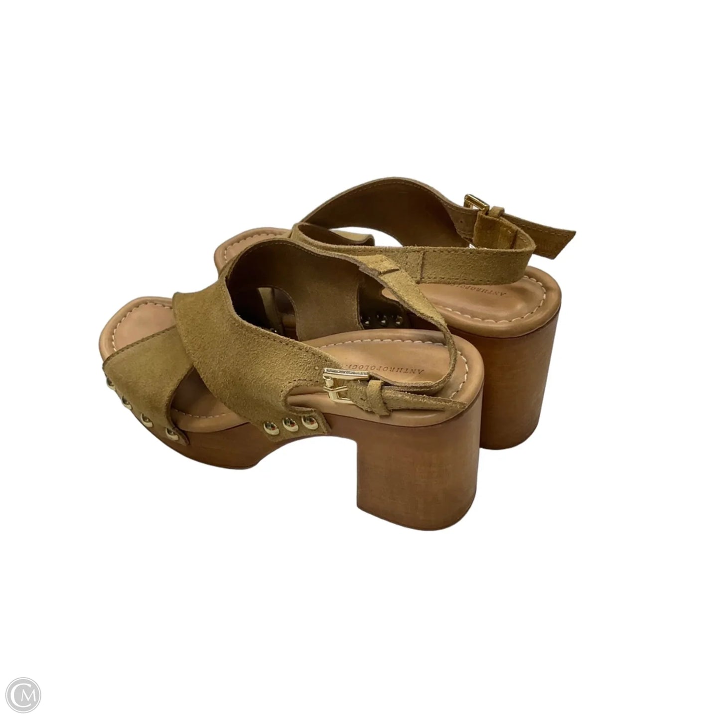 Sandals Heels Block By Anthropologie In Tan, Size: 8.5