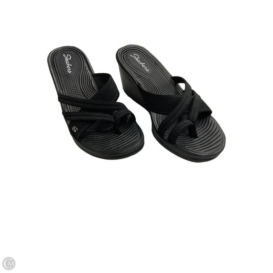 Sandals Heels Wedge By Skechers In Black, Size: 6.5