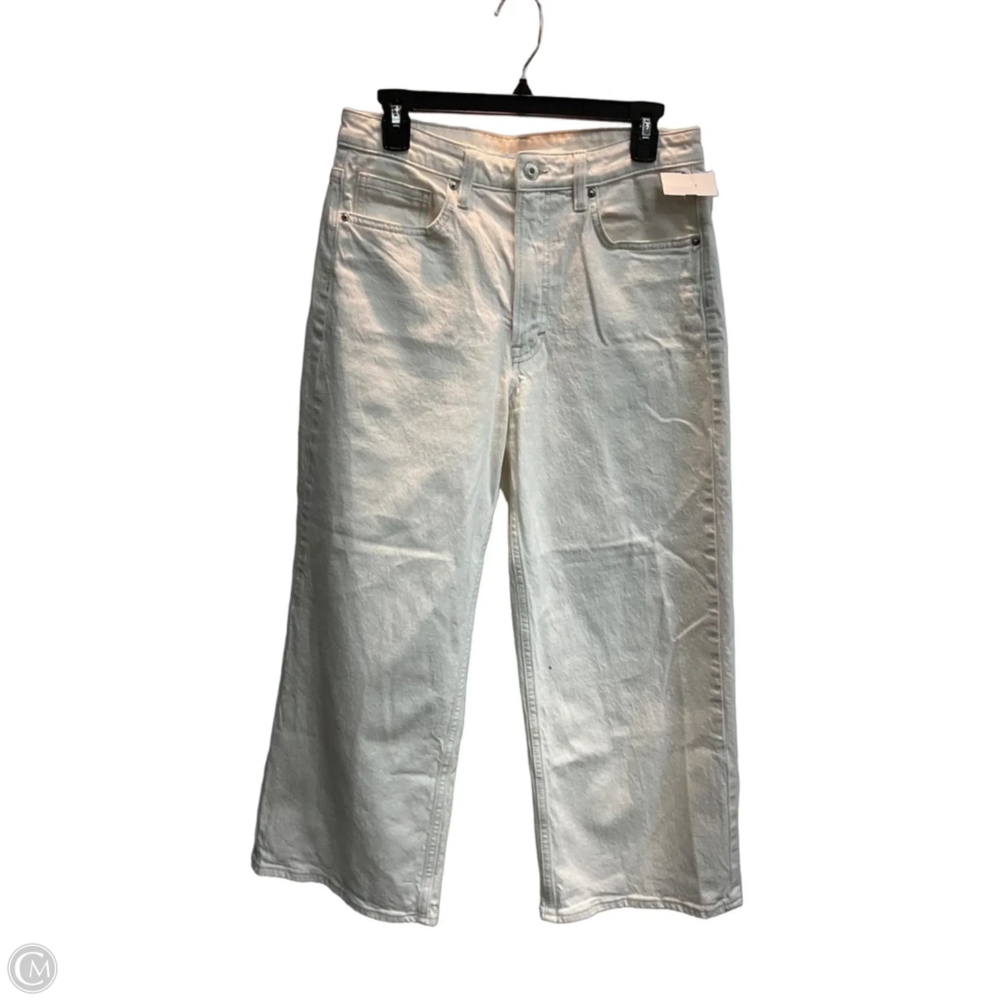 Jeans Cropped By H&m In White Denim, Size: 8