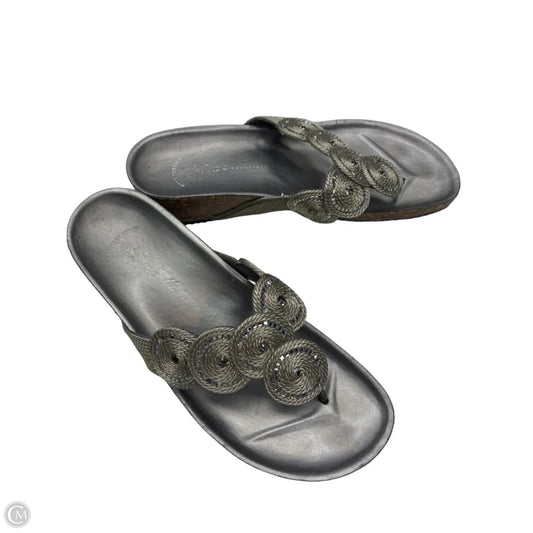 Sandals Heels Platform By Clothes Mentor In Silver, Size: 6.5