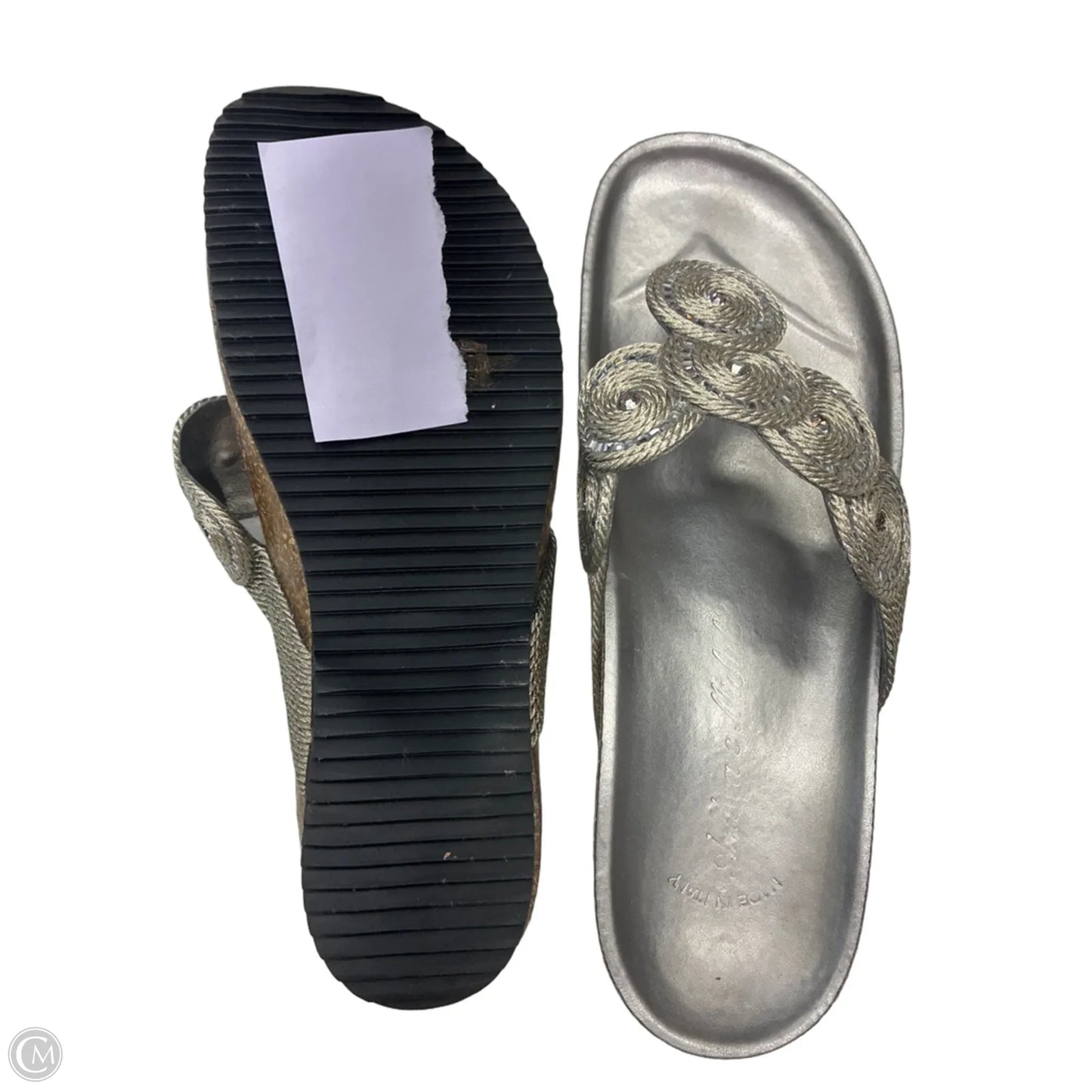 Sandals Heels Platform By Clothes Mentor In Silver, Size: 6.5