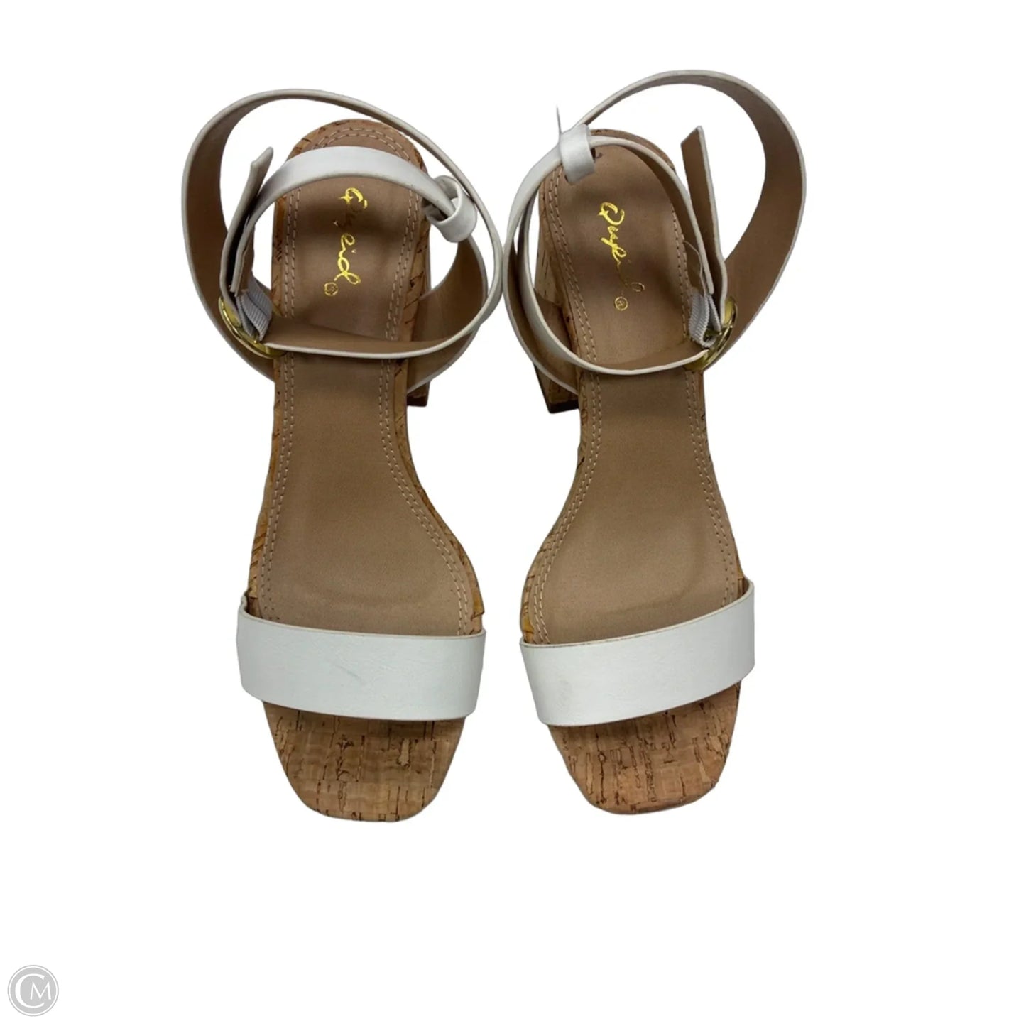 Sandals Heels Block By Qupid In White, Size: 6.5