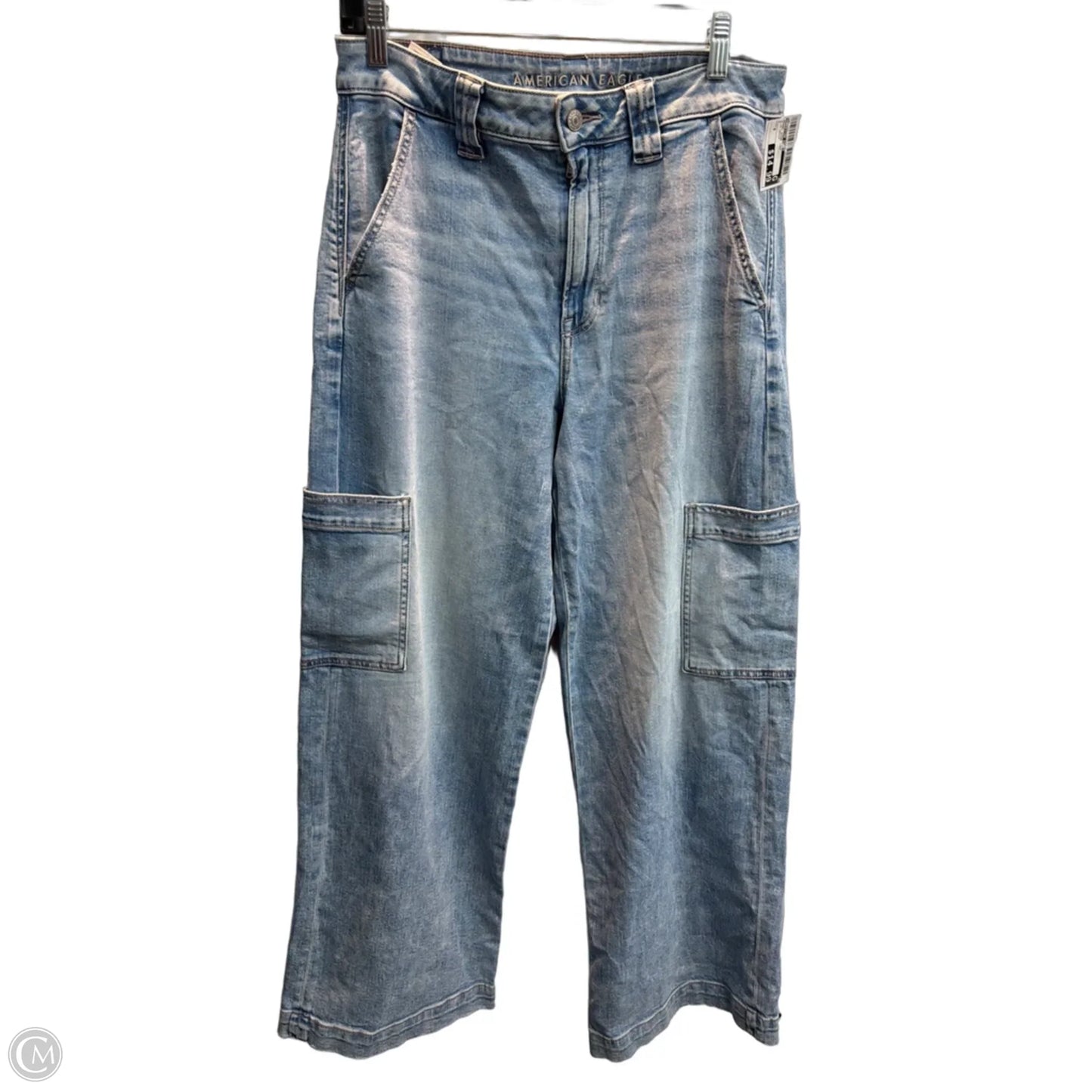 Jeans Wide Leg By American Eagle In Blue Denim, Size: 8