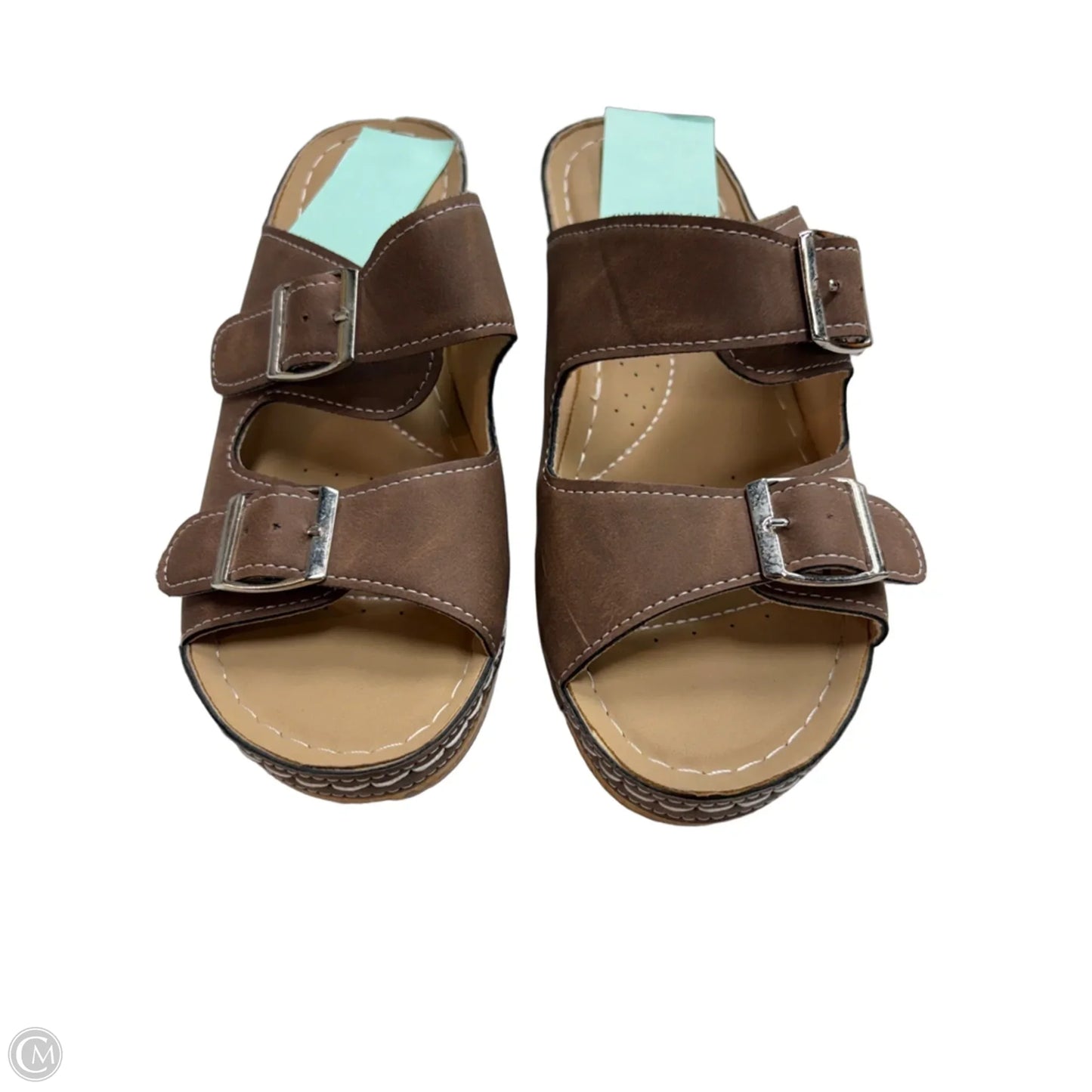 Sandals Heels Wedge By Clothes Mentor In Brown, Size: 8.5