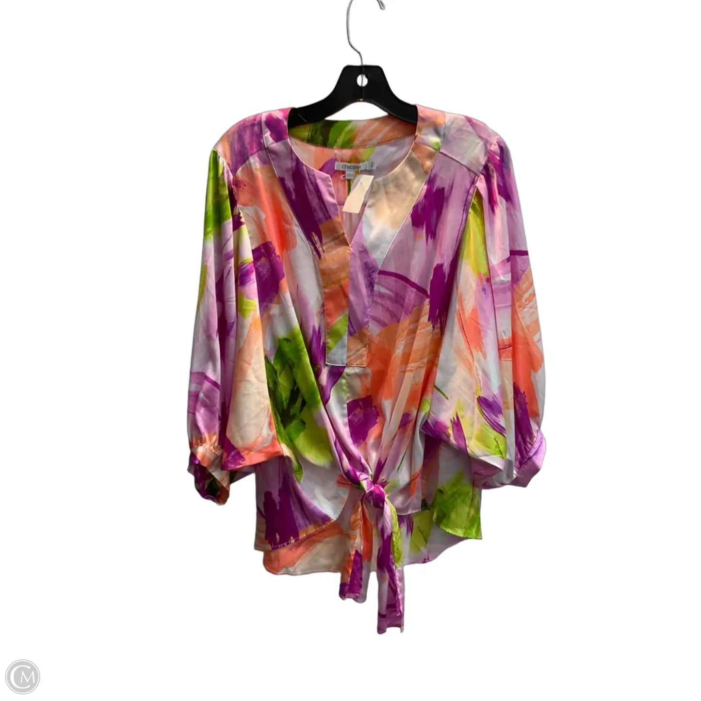 Top Long Sleeve By Chicos In Purple & Yellow, Size: L