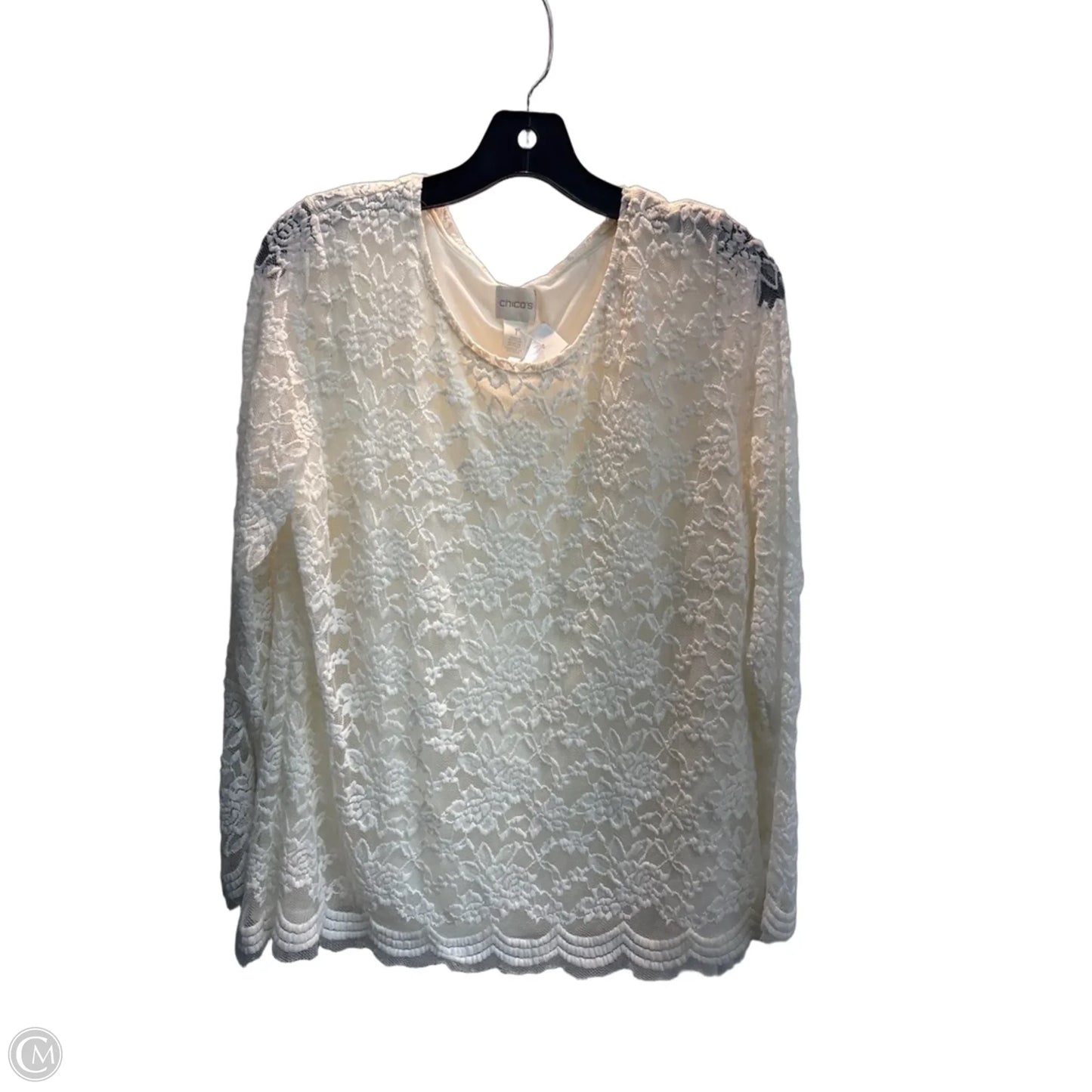 Top Long Sleeve By Chicos In Cream, Size: M