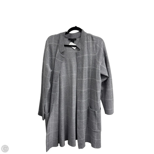 Sweater Cardigan By Tahari In Grey, Size: Xl