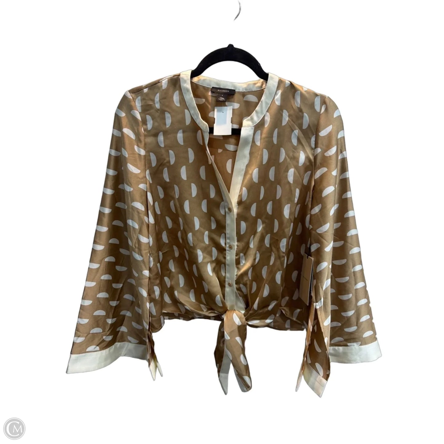 Blouse Long Sleeve By Halogen In Polkadot Pattern, Size: S