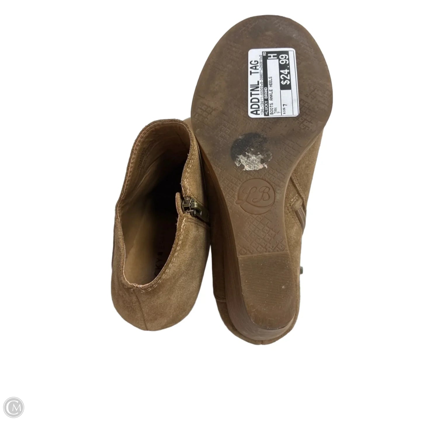Boots Ankle Heels By Lucky Brand In Tan, Size: 7