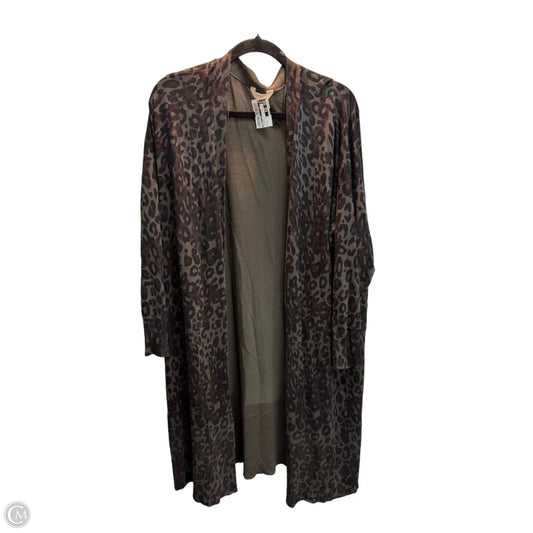 Cardigan By Terra & Sky In Leopard Print, Size: 2x