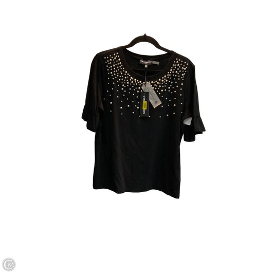 Top Short Sleeve Designer By Karl Lagerfeld In Black, Size: M