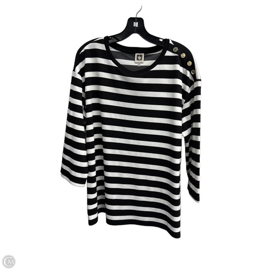 Top 3/4 Sleeve By Anne Klein In Striped Pattern, Size: L
