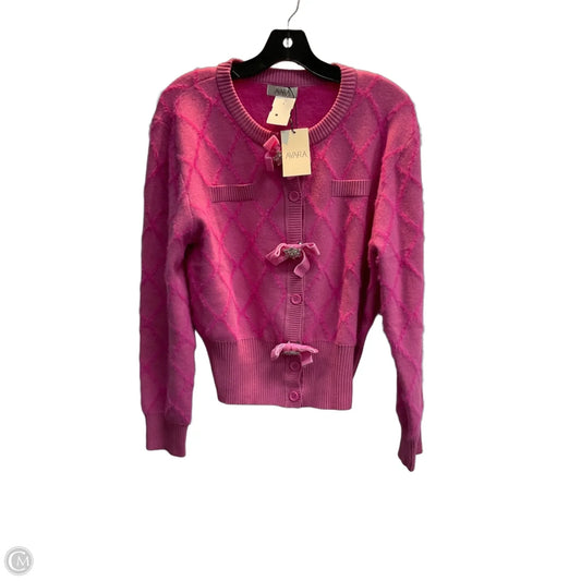 Sweater Cardigan By Avara In Pink, Size: L