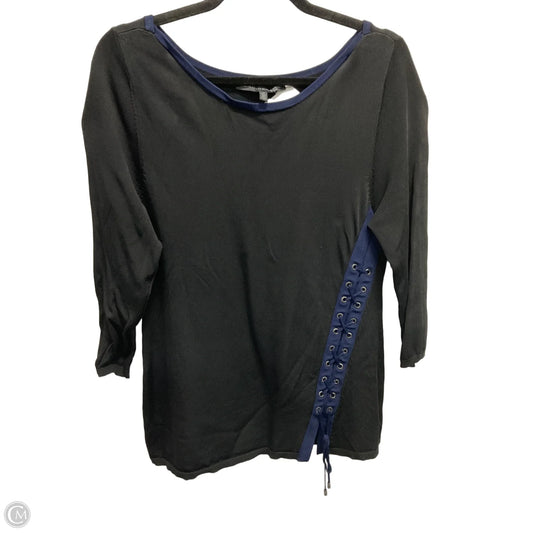 Top 3/4 Sleeve By White House Black Market In Black & Blue, Size: M