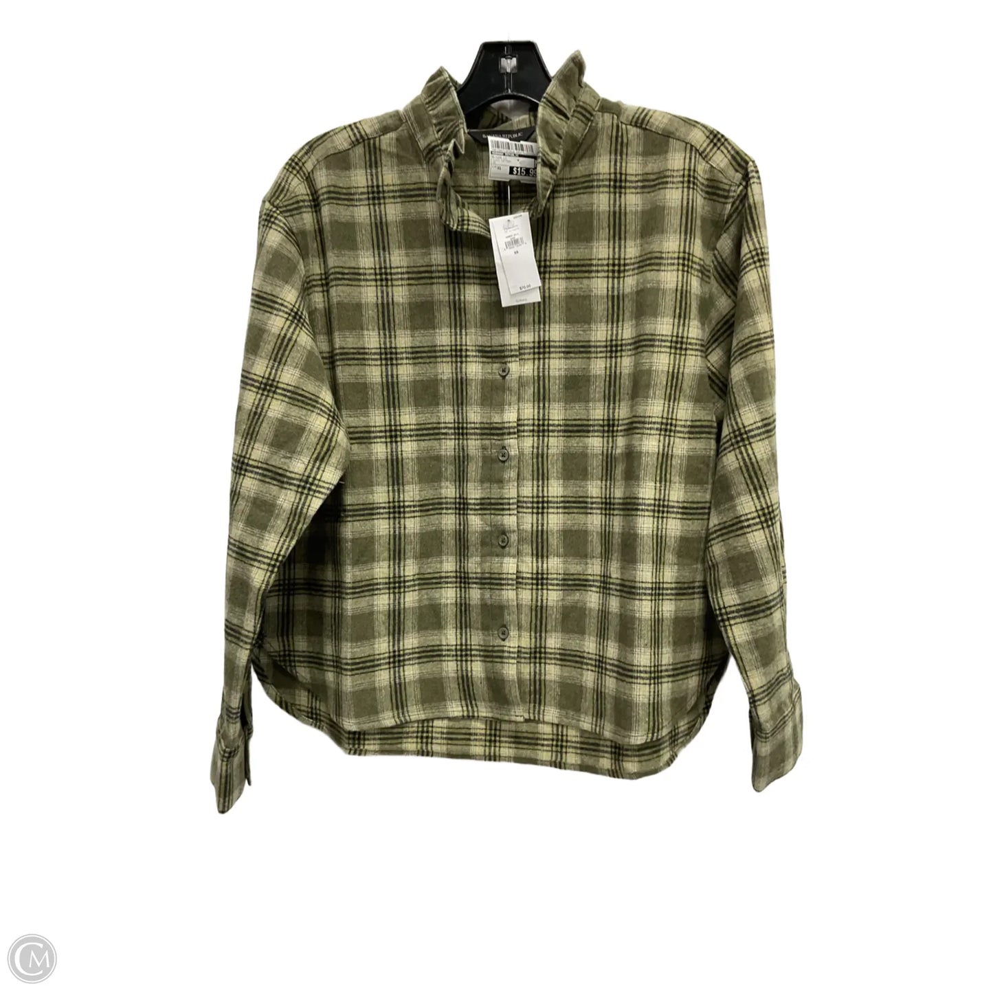 Blouse Long Sleeve By Banana Republic In Plaid Pattern, Size: Xs