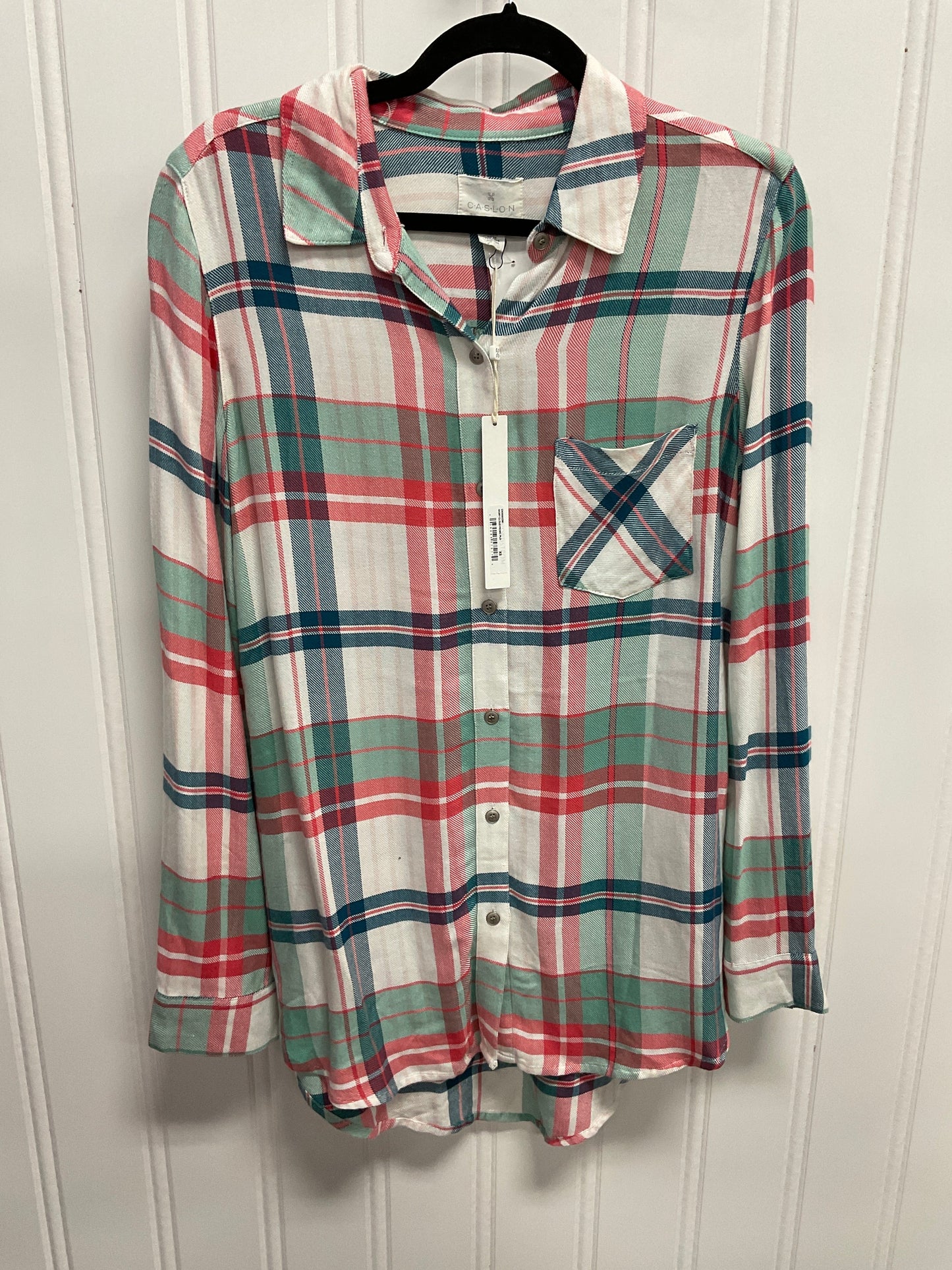 Tunic Long Sleeve By Caslon In Plaid Pattern, Size: Xs