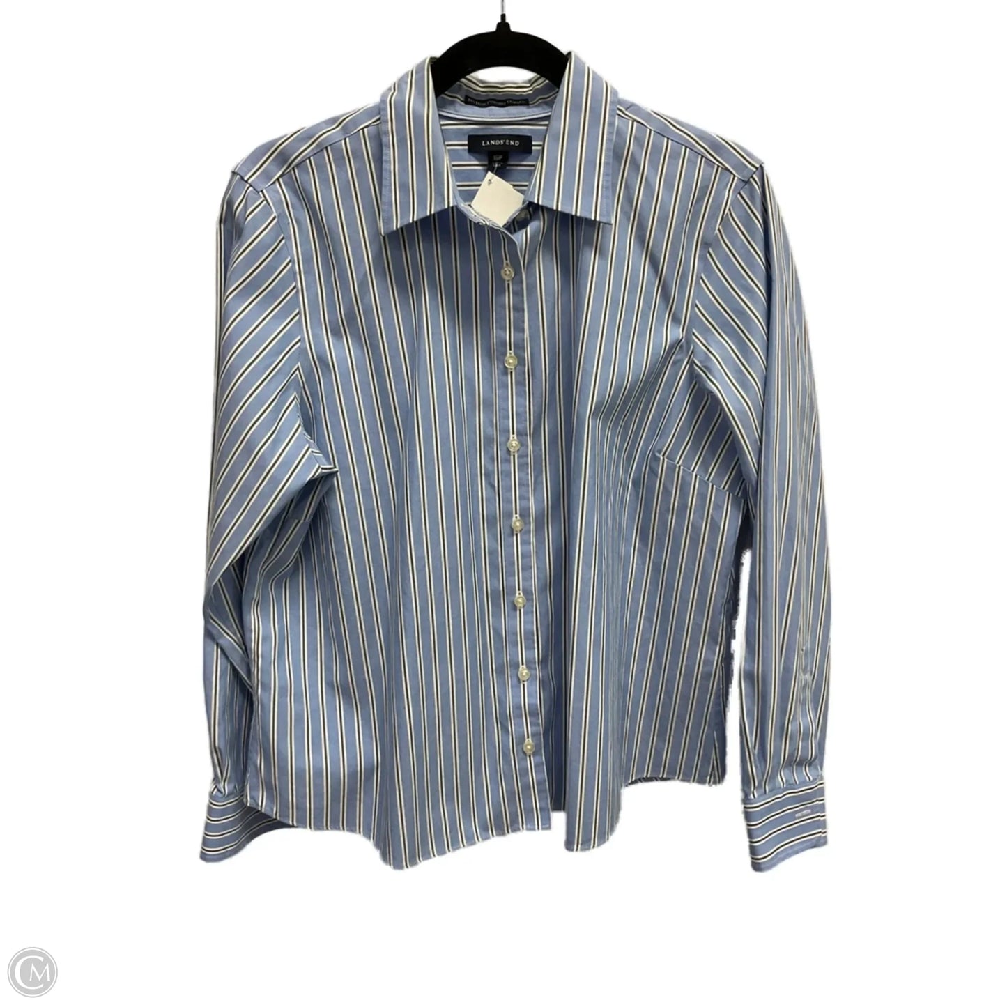 Blouse Long Sleeve By Lands End In Striped Pattern, Size: Xlp