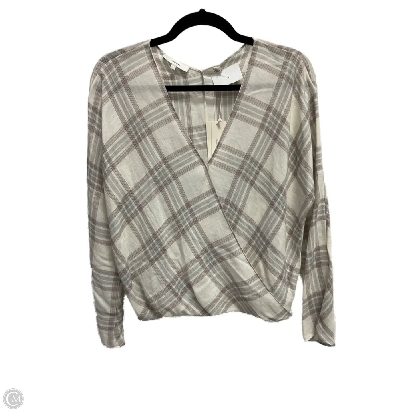 Top Long Sleeve By Vince In Plaid Pattern, Size: S