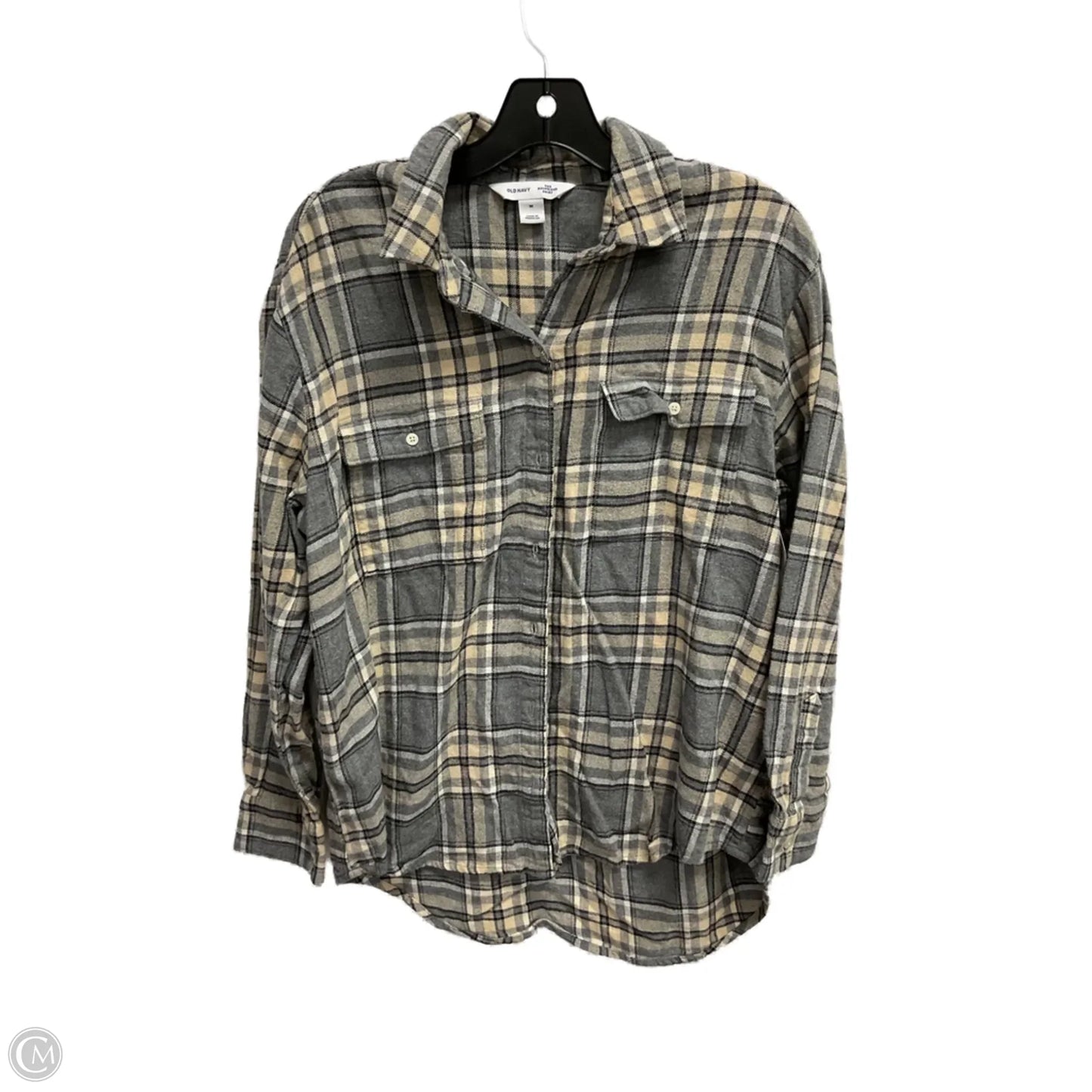 Top Long Sleeve By Old Navy In Plaid Pattern, Size: M