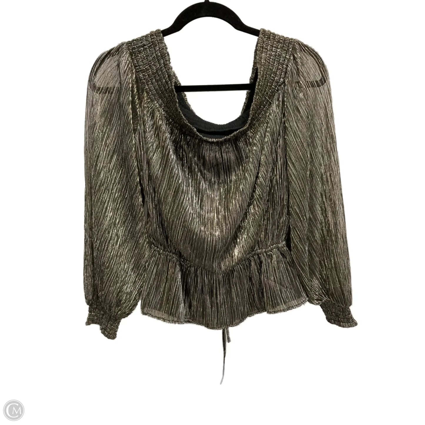 Blouse Long Sleeve By White House Black Market In Black & Gold, Size: S