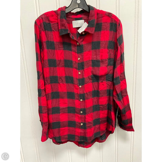 Top Long Sleeve By Lucky Brand In Black & Red, Size: L