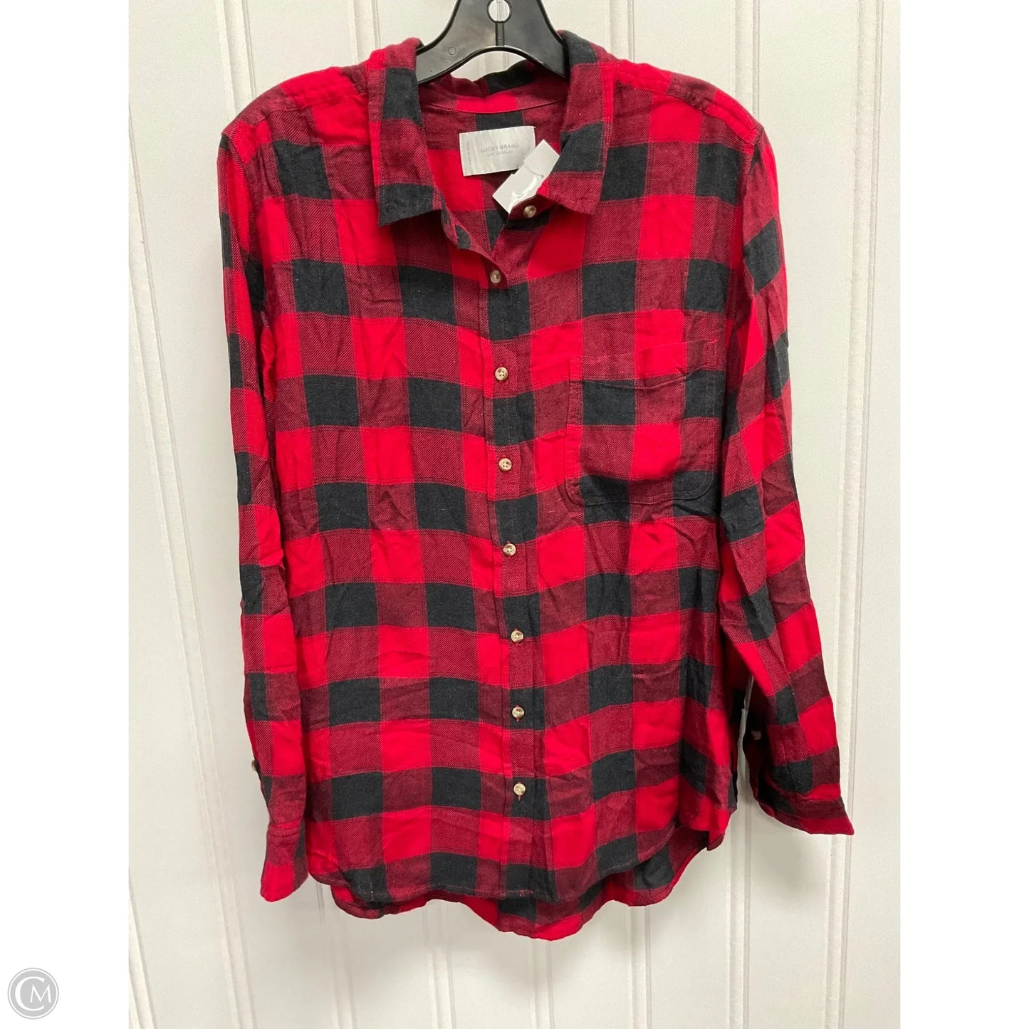 Top Long Sleeve By Lucky Brand In Black & Red, Size: L