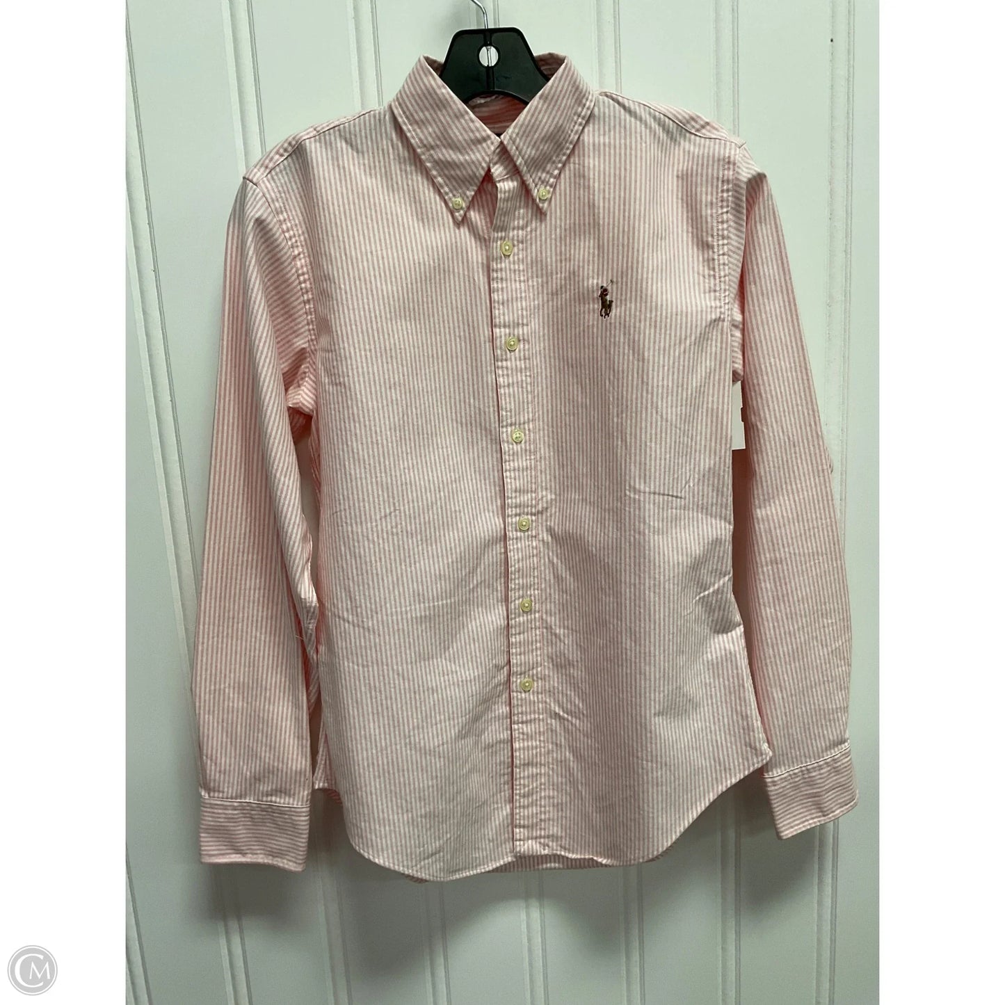 Blouse Long Sleeve By Ralph Lauren In Striped Pattern, Size: S