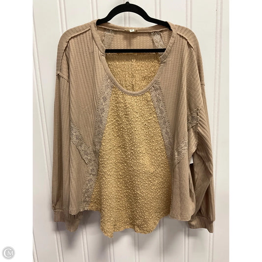 Top Long Sleeve By Pol In Brown, Size: M