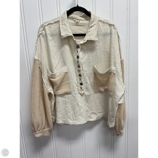 Top Long Sleeve By Pol In Cream & Tan, Size: M