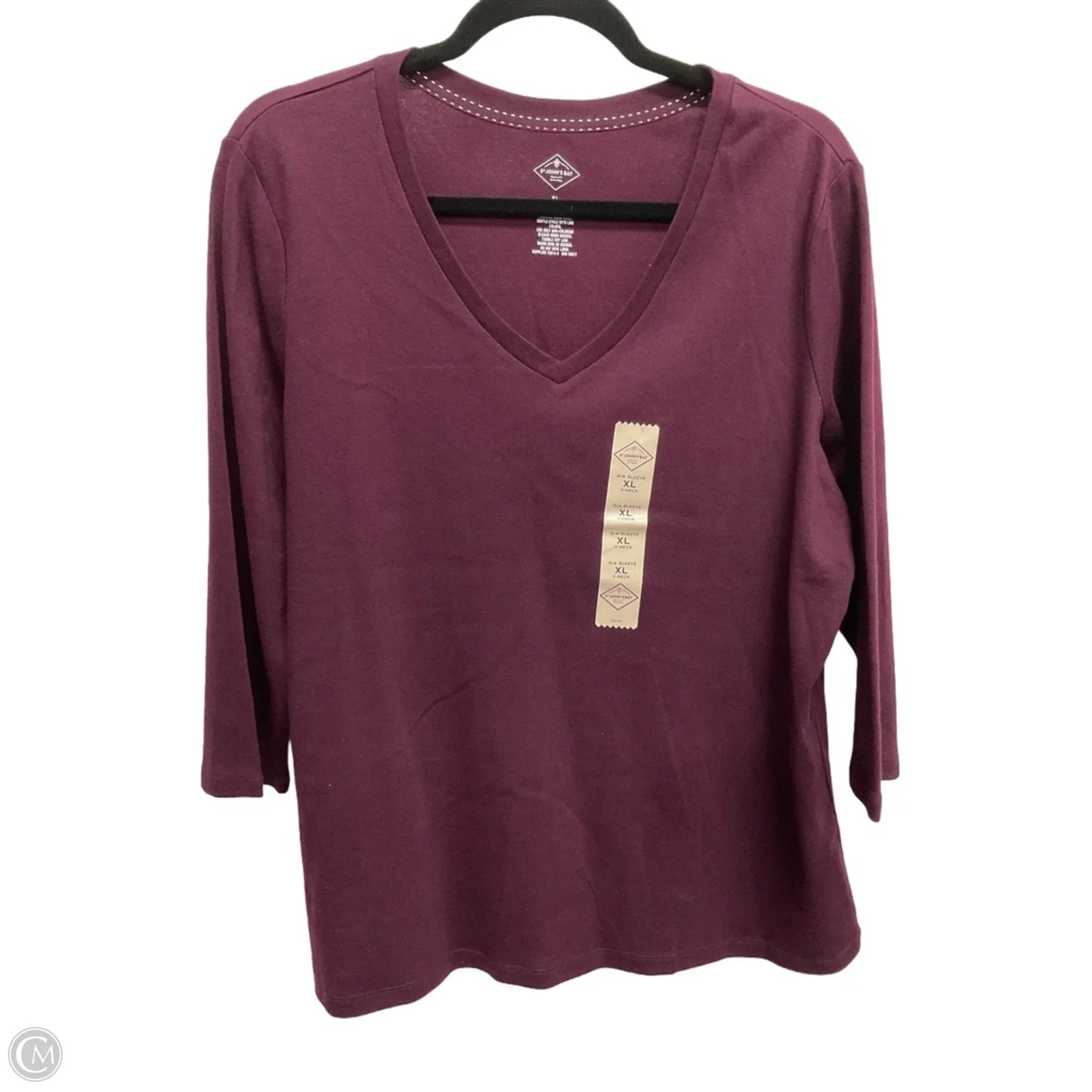 Top 3/4 Sleeve Basic By St Johns Bay In Purple, Size: Xl