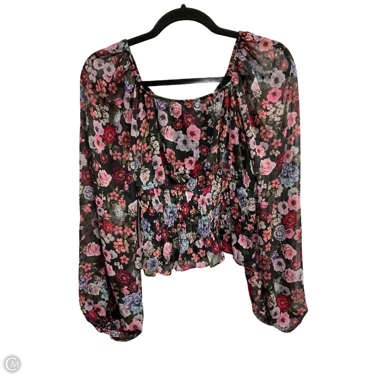 Blouse Long Sleeve By Express In Floral Print, Size: Xs