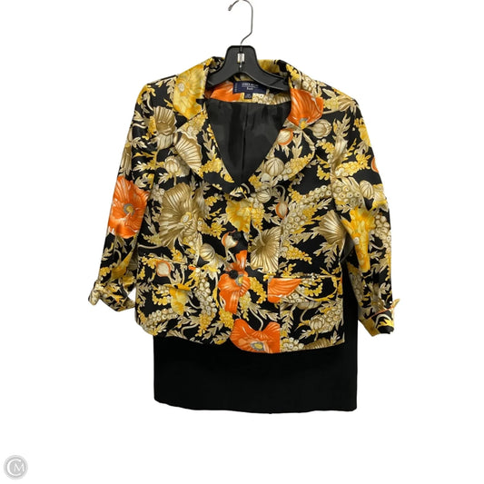 Skirt Suit 2pc By Jones Wear In Black & Yellow, Size: 12p