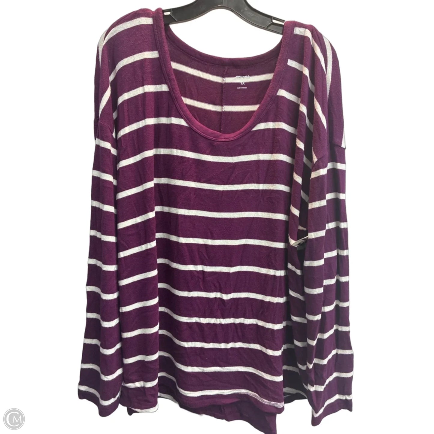 Top Long Sleeve By Sonoma In Striped Pattern, Size: 1x