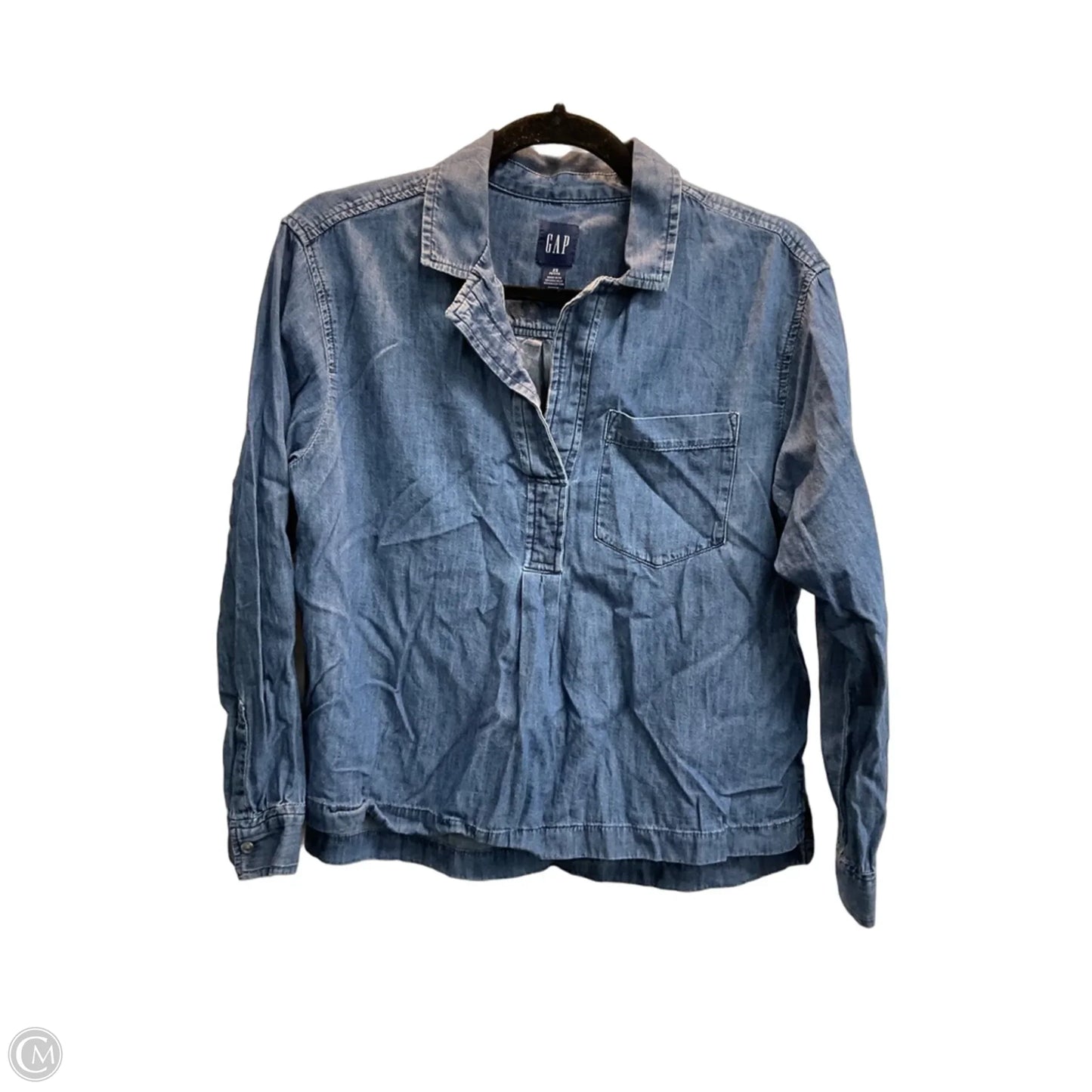 Top Long Sleeve By Gap In Blue Denim, Size: Xsp