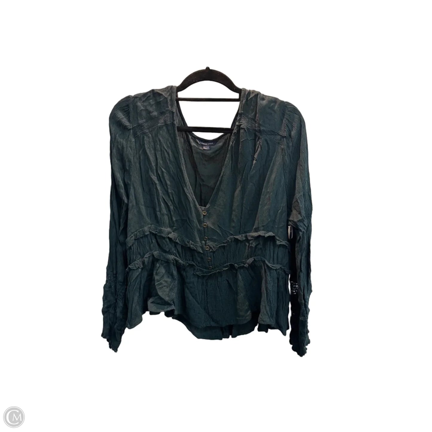 Top Long Sleeve By American Eagle In Green, Size: Xl