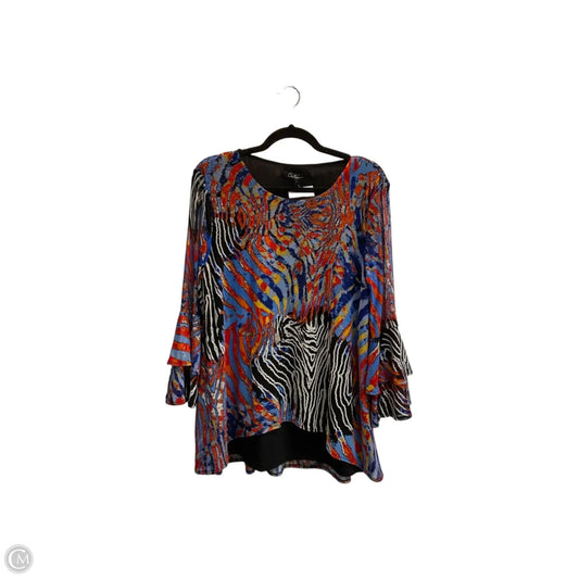 Blouse Long Sleeve By Calessa In Multi-colored, Size: L