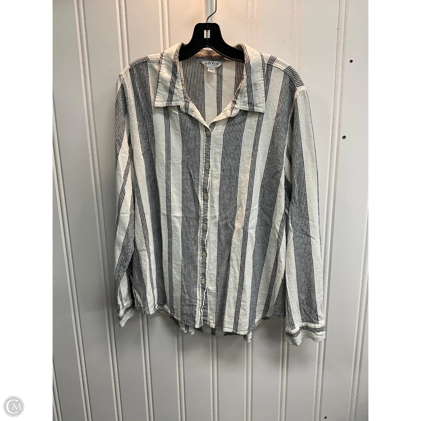 Top Long Sleeve By Orvis In Striped Pattern, Size: Xl
