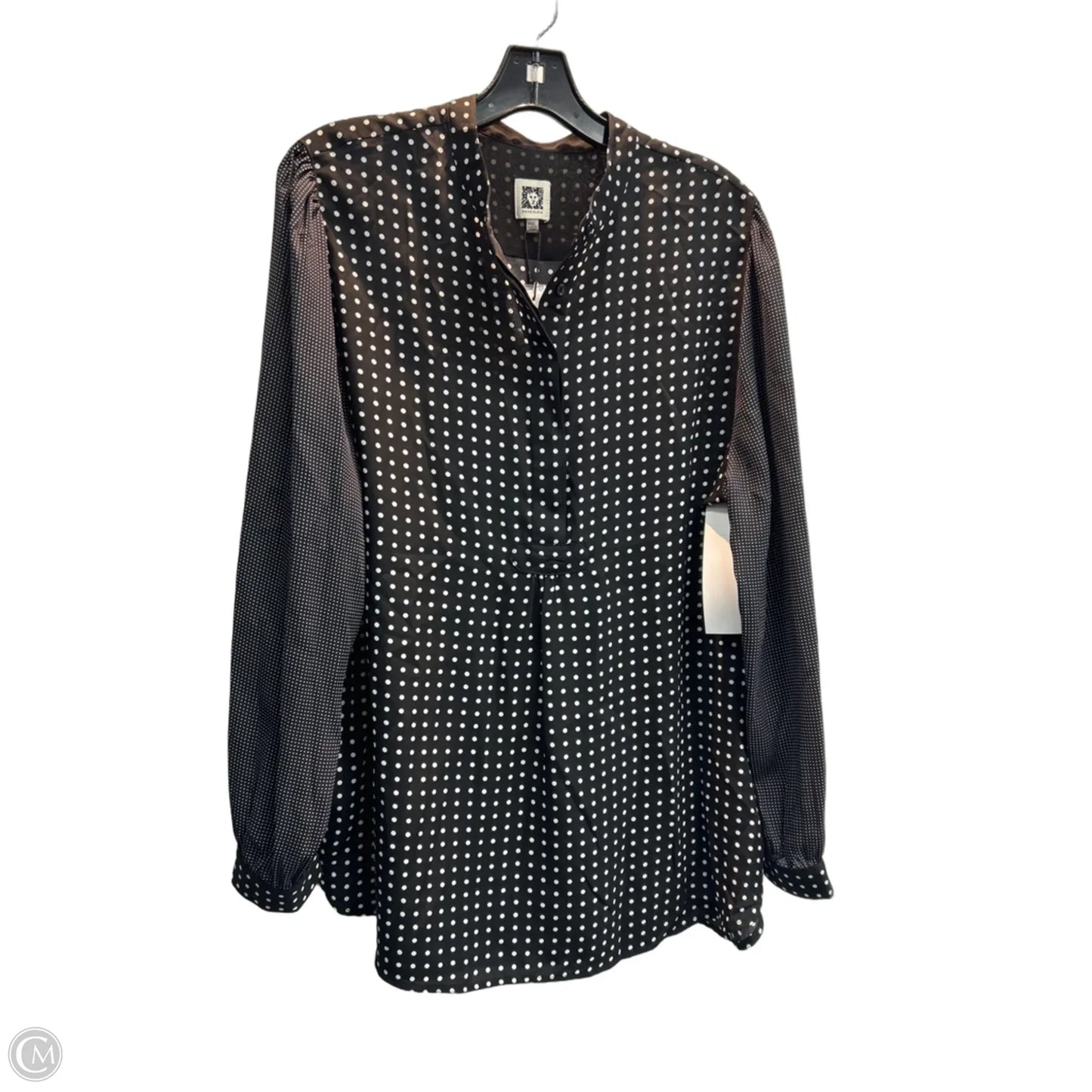 Blouse Long Sleeve By Anne Klein In Polkadot Pattern, Size: Xlp