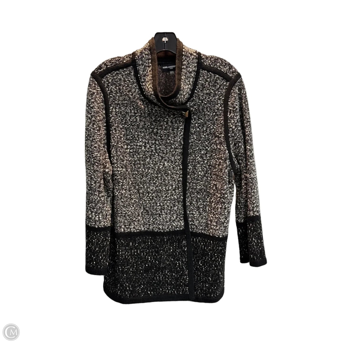 Cardigan Designer By Karl Lagerfeld In Black & White, Size: Xl