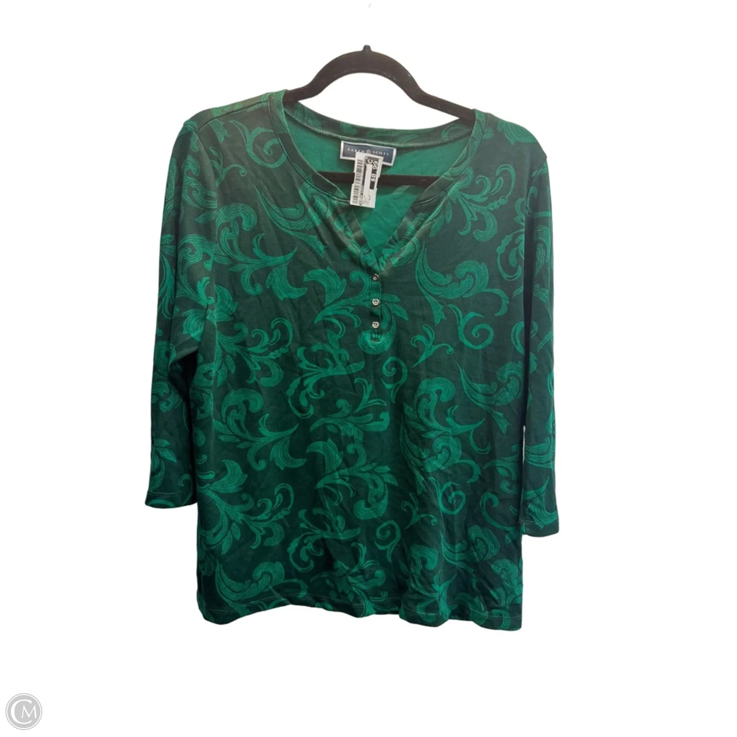Top Long Sleeve By Karen Scott In Green, Size: Xlp