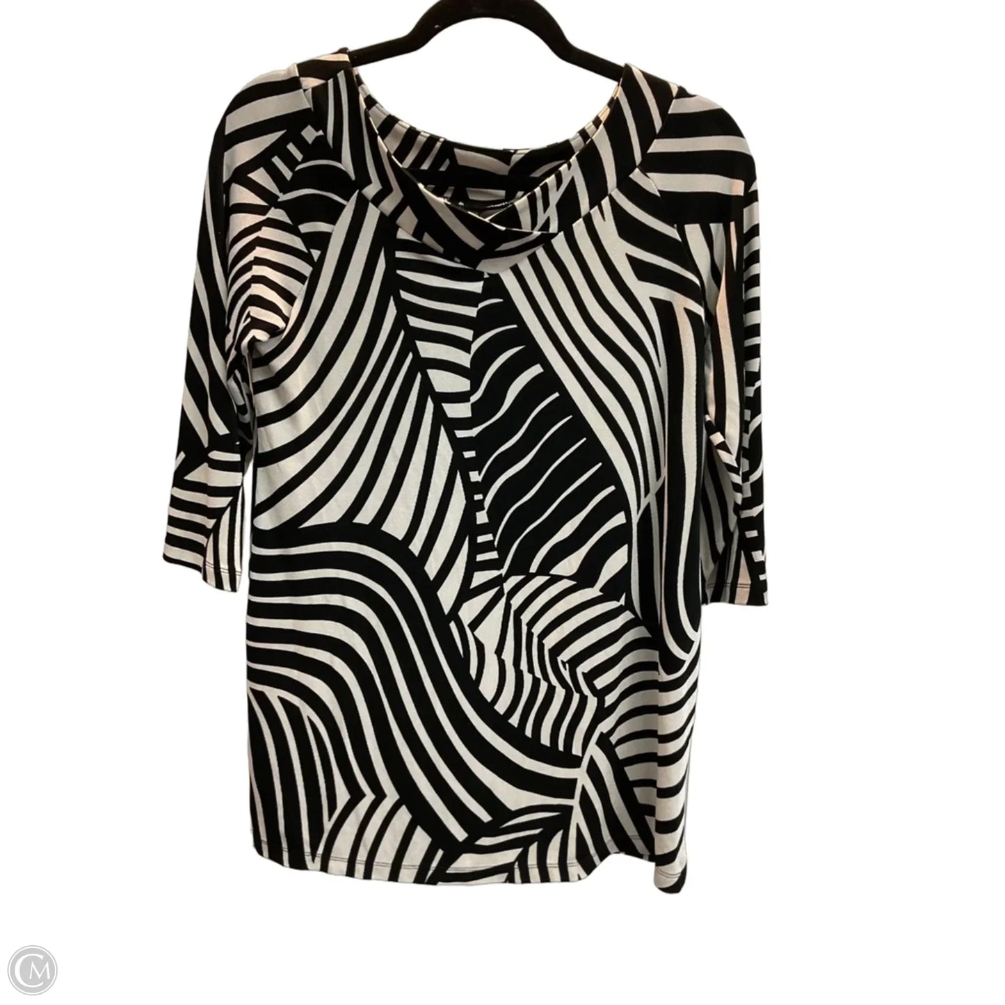 Top Long Sleeve By Chicos In Black & Cream, Size: S